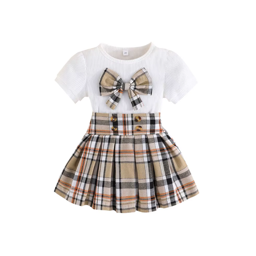 Plaid Bow Skirt Set